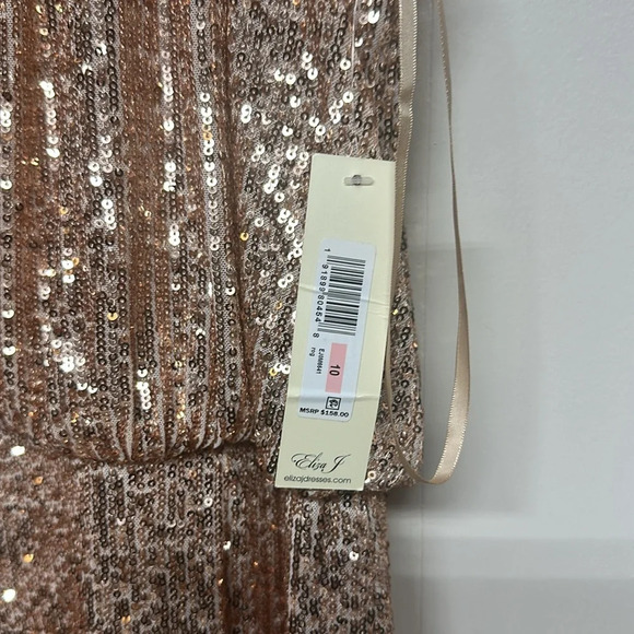 Eliza J Rose Gold Sequin Halter Dress - Picture 10 of 14
